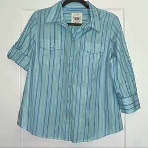IZOD Women’s 3/4 Sleeve Striped Button-Down Shirt